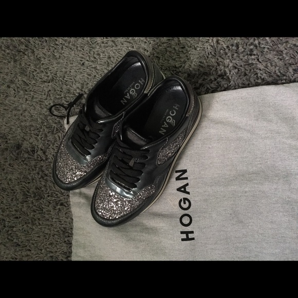 Hogan Club H222 Dark Gray Silver Glitter Sneakers - Picture 8 of 8